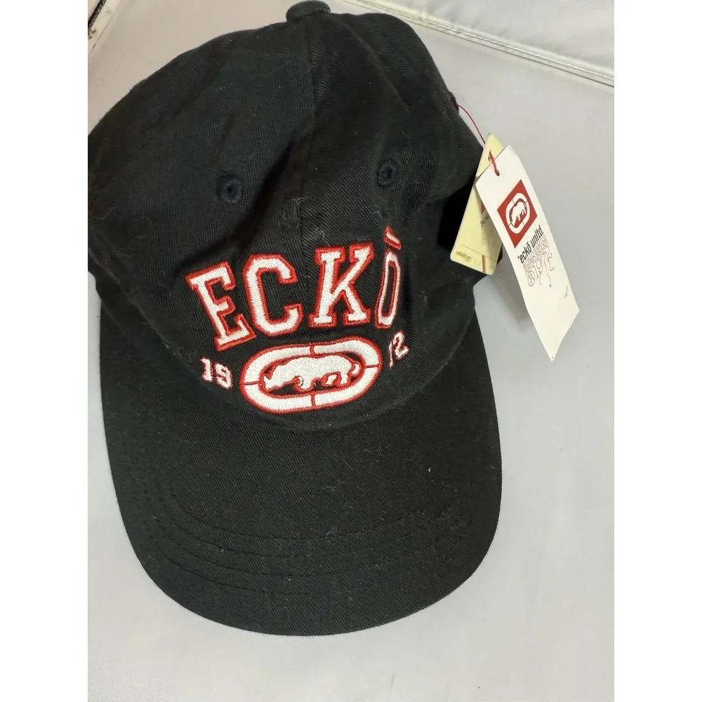 ECKO Unltd Rhino 1972 Baseball Cap Hat Polo Style Black Red Y2K Urban Wear NWT